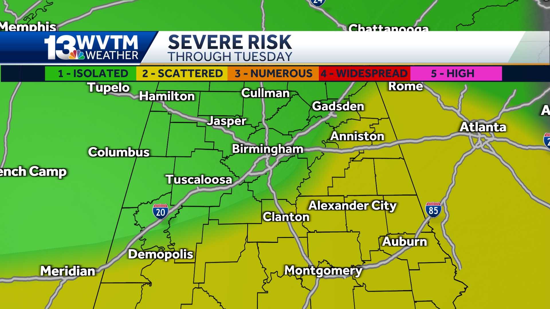 Thunderstorms Are Forecast Across Central Alabama Later This Weeks Week