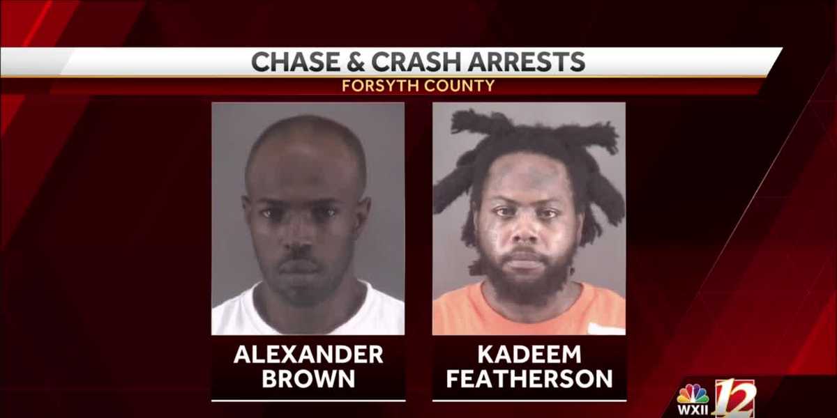 Two men were arrested after a Forsyth County deputy's patrol car was struck by a suspect involved in a police chase Wednesday afternoon.