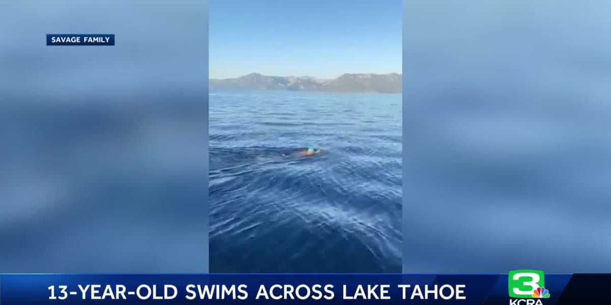 A 13-year-old boy from California swam across Lake Tahoe, putting him in the record books.