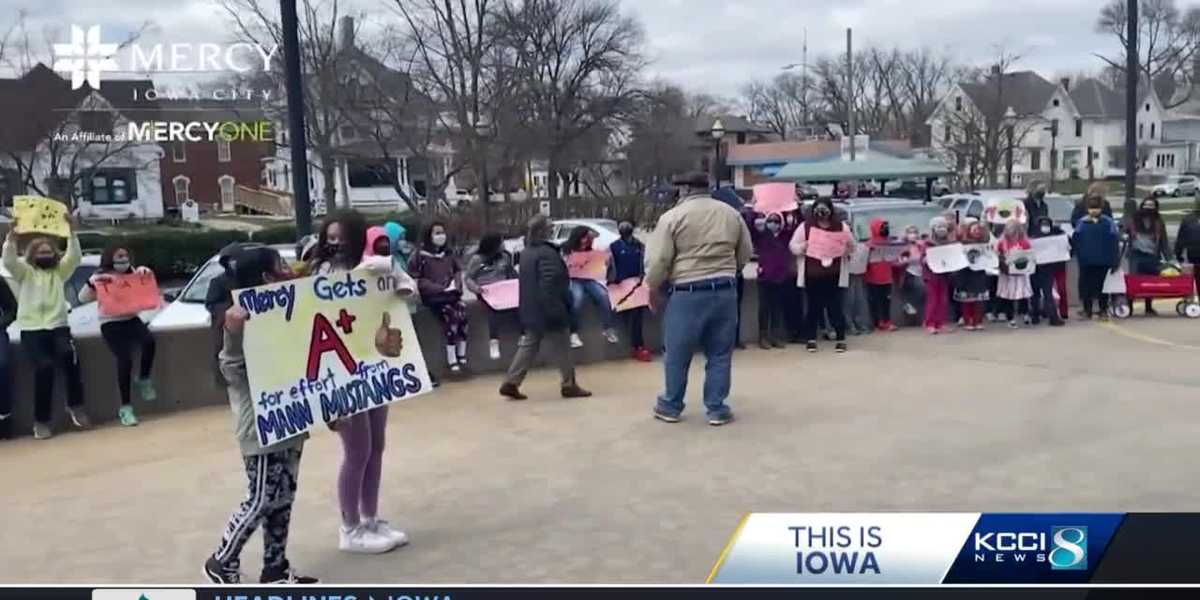 Dozens of students walked over to hold up signs outside the hospital, thanking doctors and nurses. The kids also created their own cheers as a way to show their appreciation.